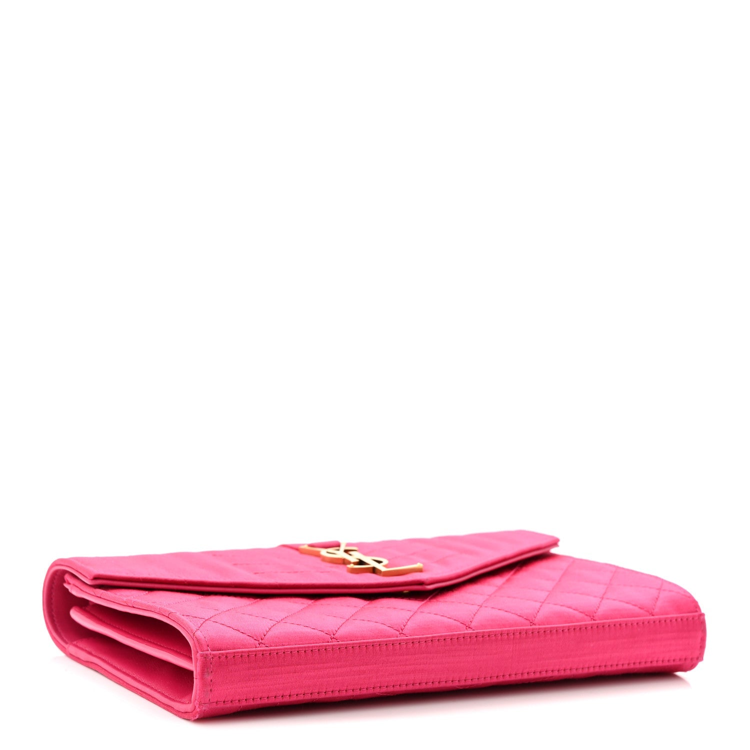 Satin Mixed Matelasse Triquilt Monogram Chain Wallet Guava