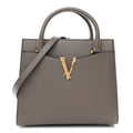 Grainy Calfskin Virtus Top Handle Tote Grey