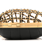 Metal Lambskin Quilted CC Heart Minaudiere Crossbody Black