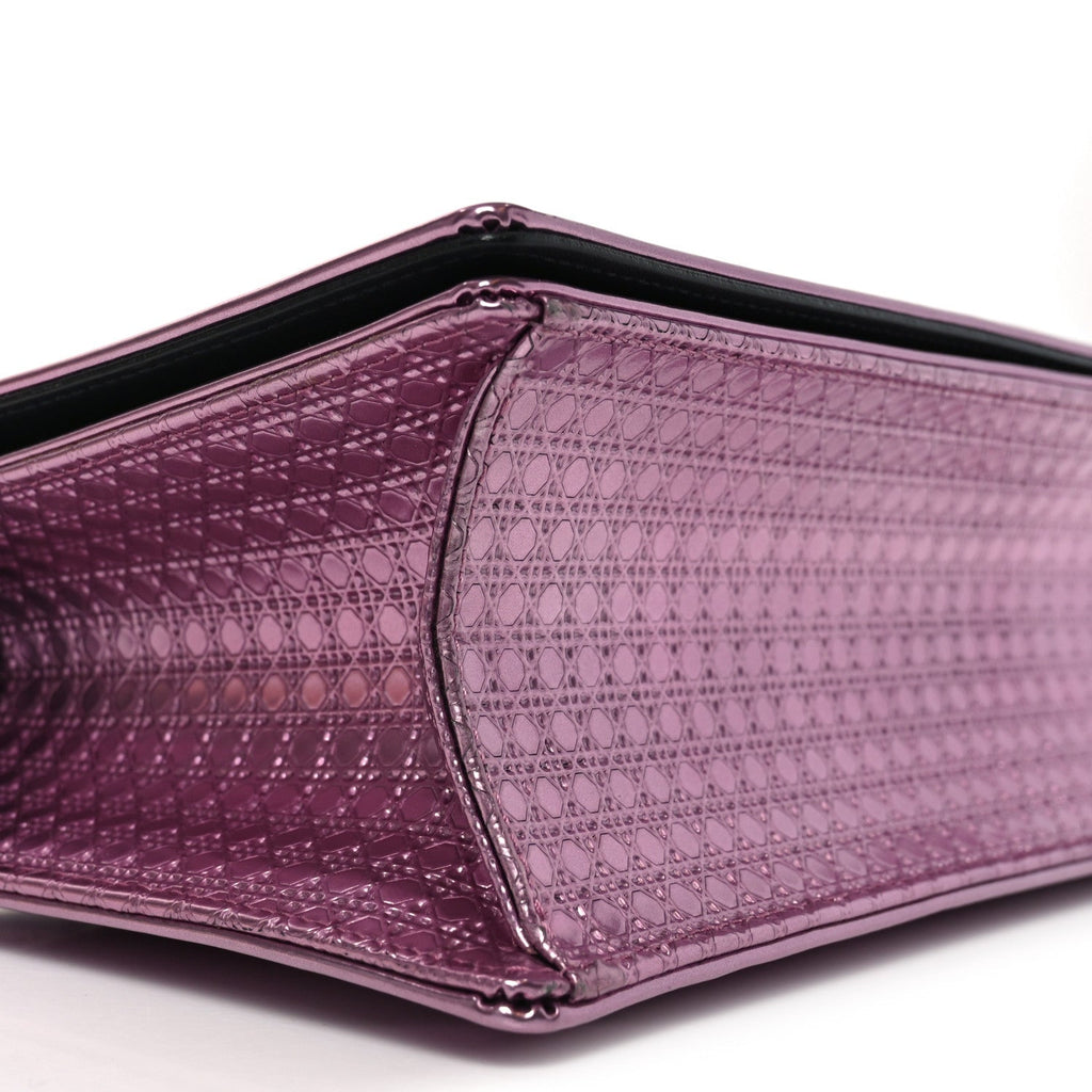 Metallic Patent Micro-Cannage Medium Diorama Flap Bag Pink