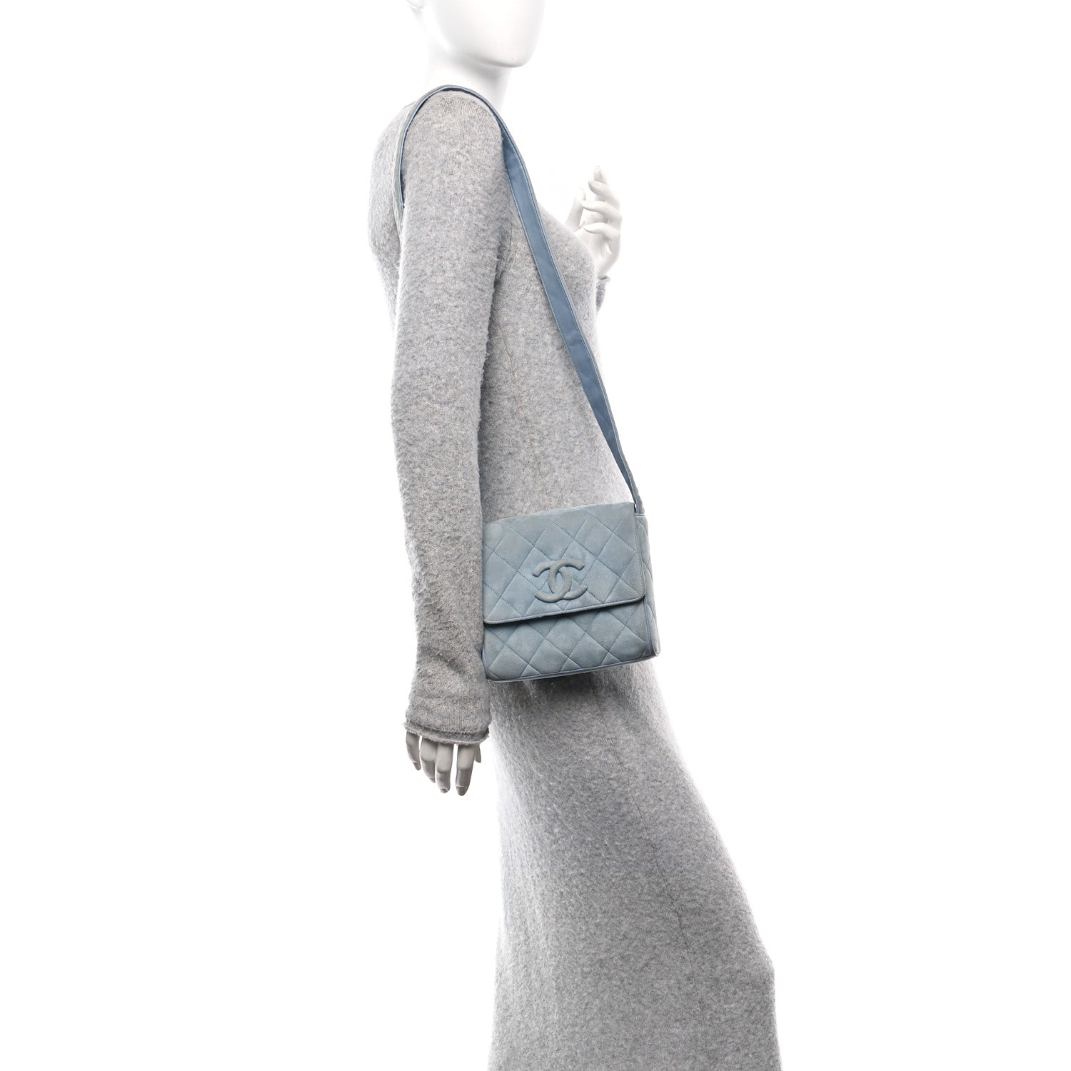 Suede Small Messenger Flap Light Blue