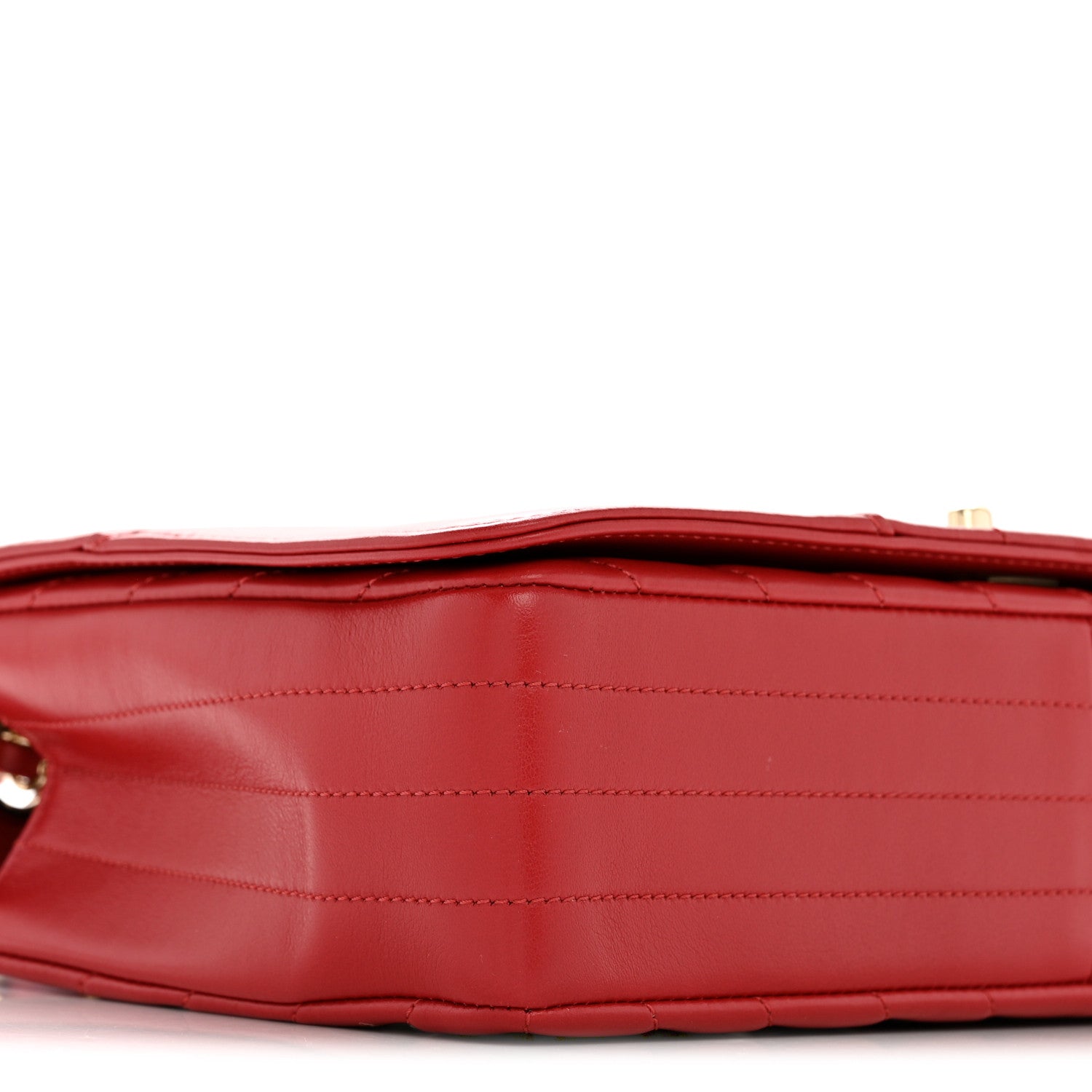 Calfskin Chevron Quilted Large Statement Flap Red