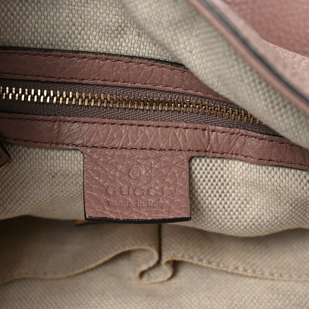 Pebbled Calfskin Small Soho Shoulder Bag Light Pink