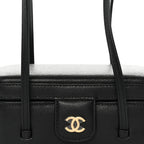 Shiny Caviar Preppy Coco Long Vanity With Strap Black