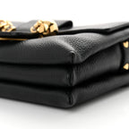 Calfskin Small Twin Skull Chain Crossbody Black