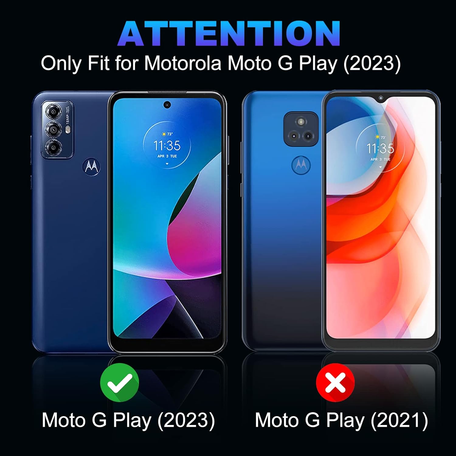 Entronix Clear Screen Protector Compatible with Moto G Play 2023 - 2 Piece Combo