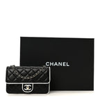 Lambskin Quilted Resin CC Mini Flap Bag Black White