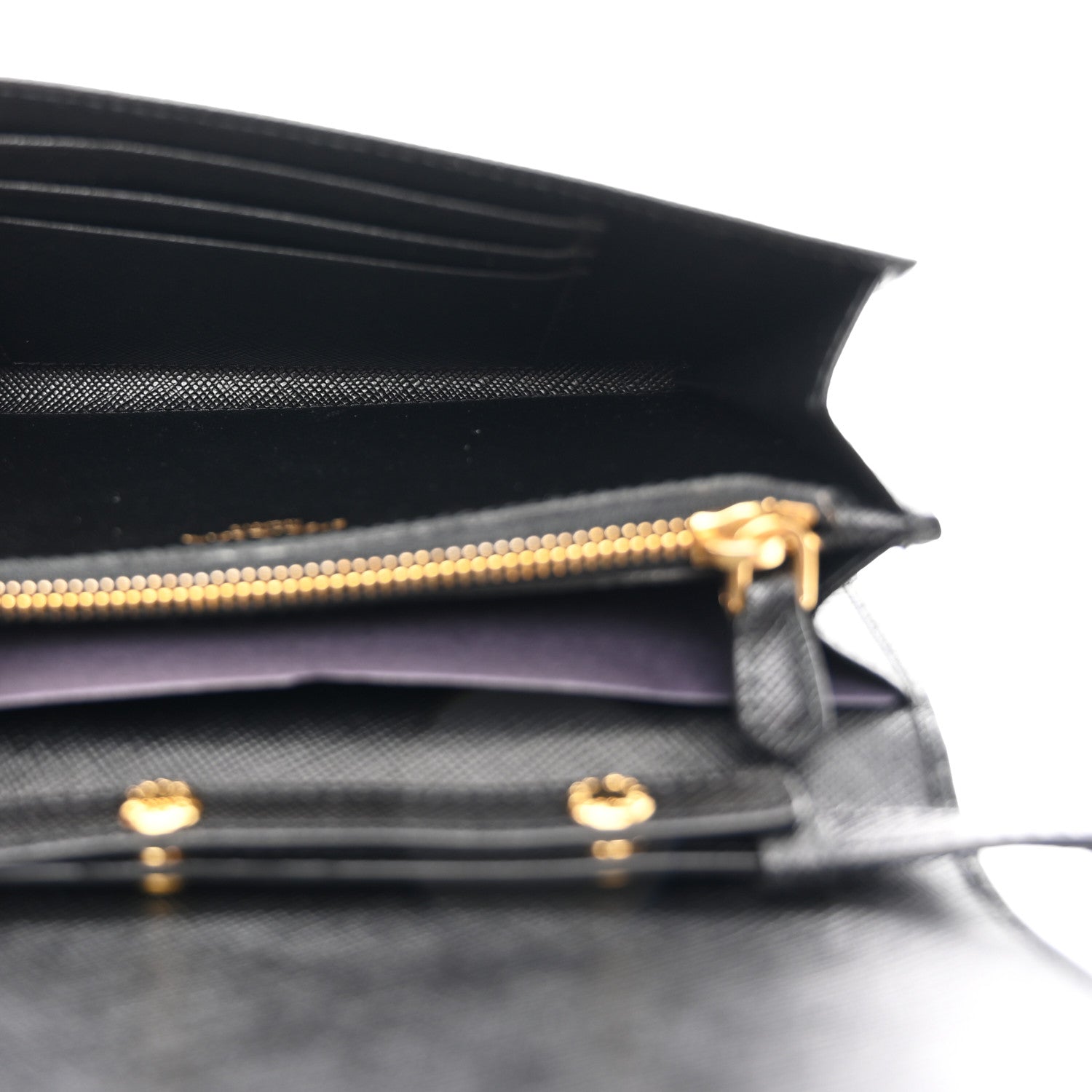 Saffiano Metal Flap Wallet With Strap Black