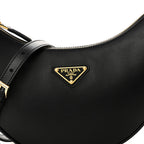 Soft Calfskin Arque Shoulder Bag Black