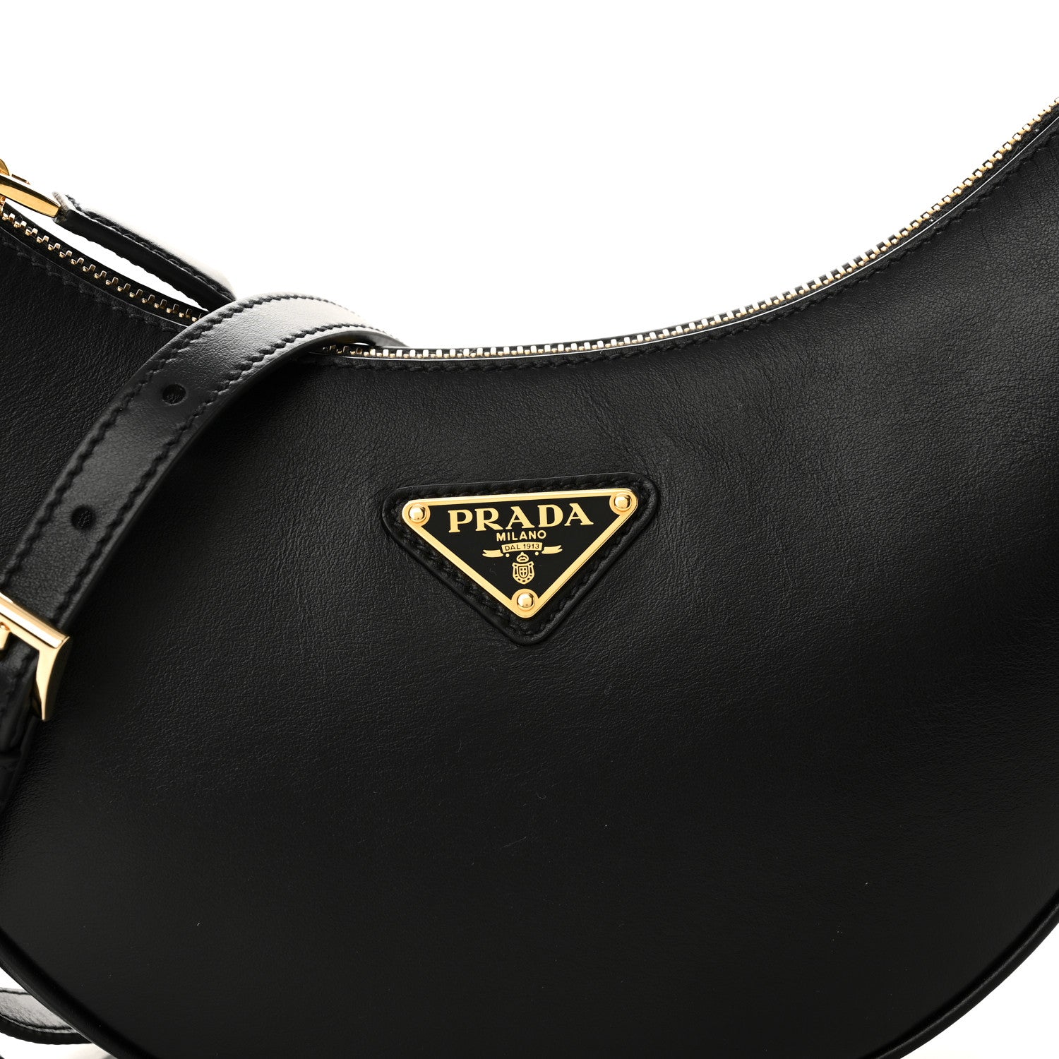 Soft Calfskin Arque Shoulder Bag Black
