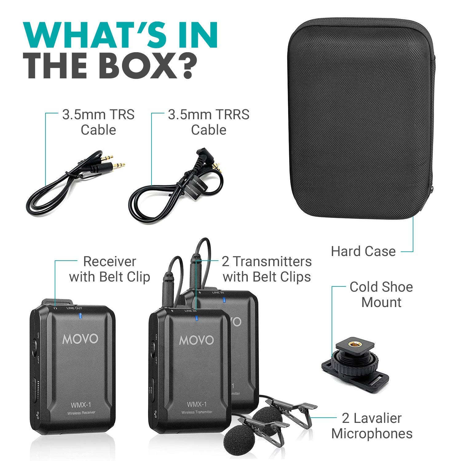 Movo WMX-1-DUO 2.4GHz Dual Wireless Lav Mic System