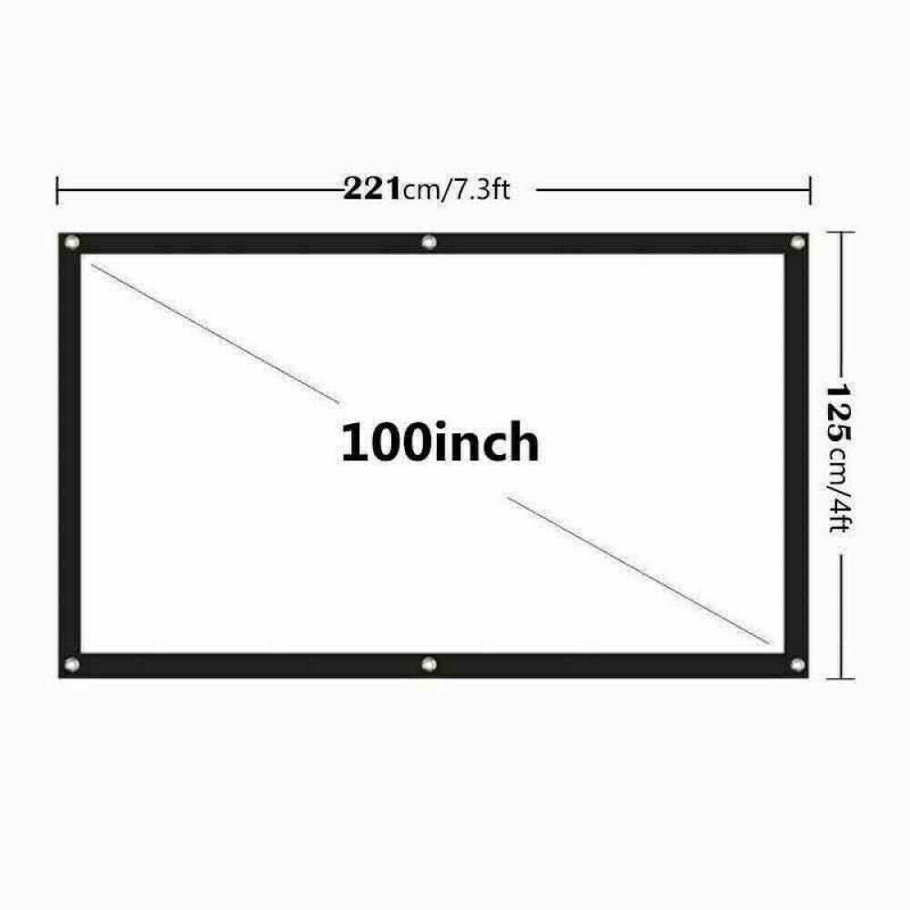 Portable Foldable Projector Screen 16:9 HD Outdoor Home Cinema Theater 3D Movie - 100 in