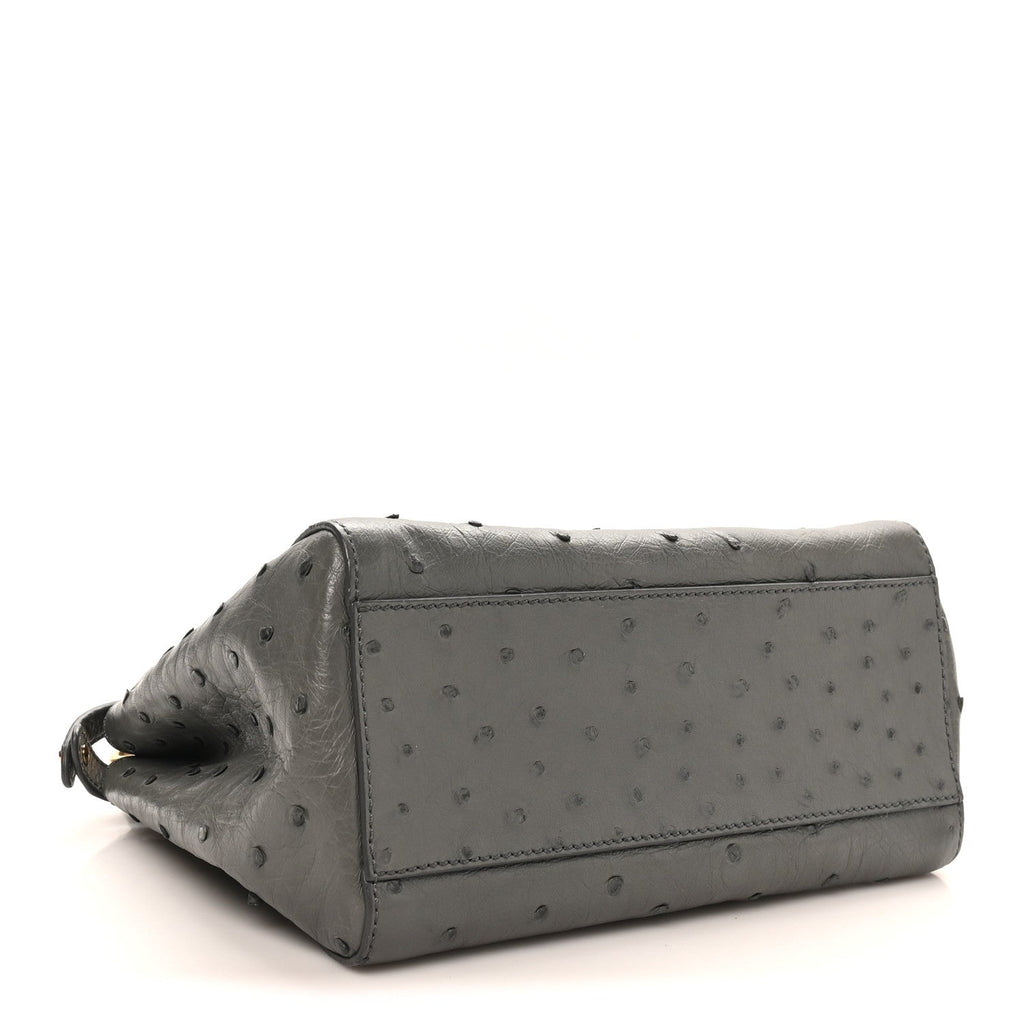 Ostrich Shiny Nappa Mini Peekaboo Iconic Satchel Grey