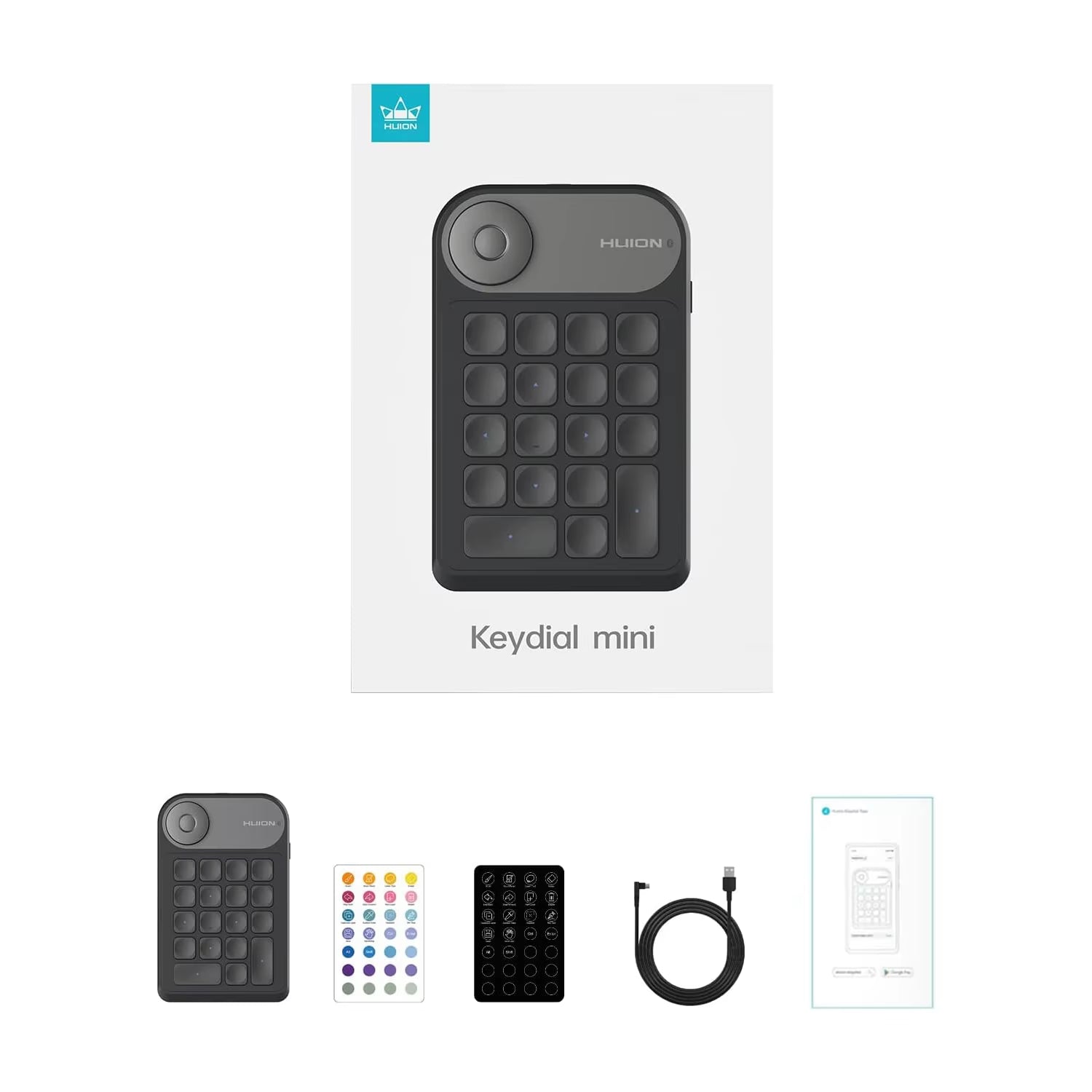 Keydial Mini Wireless Bluetooth Keyboard with Dial for Drawing Tablets, PC, MacBook, Surface Pro, and Laptops