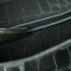 Velvet Crocodile Effect Saddle Bag Green
