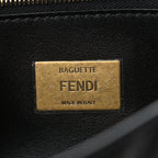 Nappa Small FF Embossed Midi Chain Baguette Black