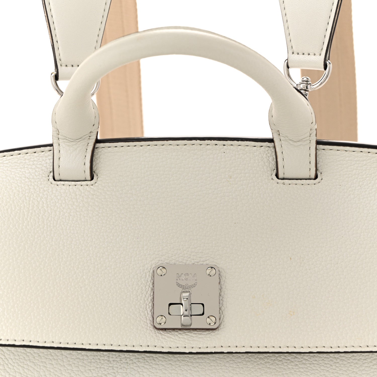 Grained Calfskin Medium Milla Convertible Backpack White Flake