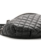 Lambskin Quilted Banane Waist Bag Fanny Pack Black