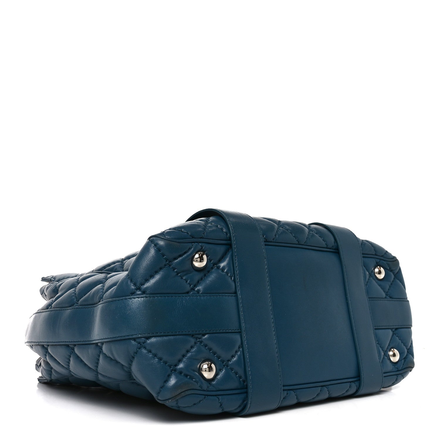 Lambskin Quilted Easy Carry Shopping Tote Blue