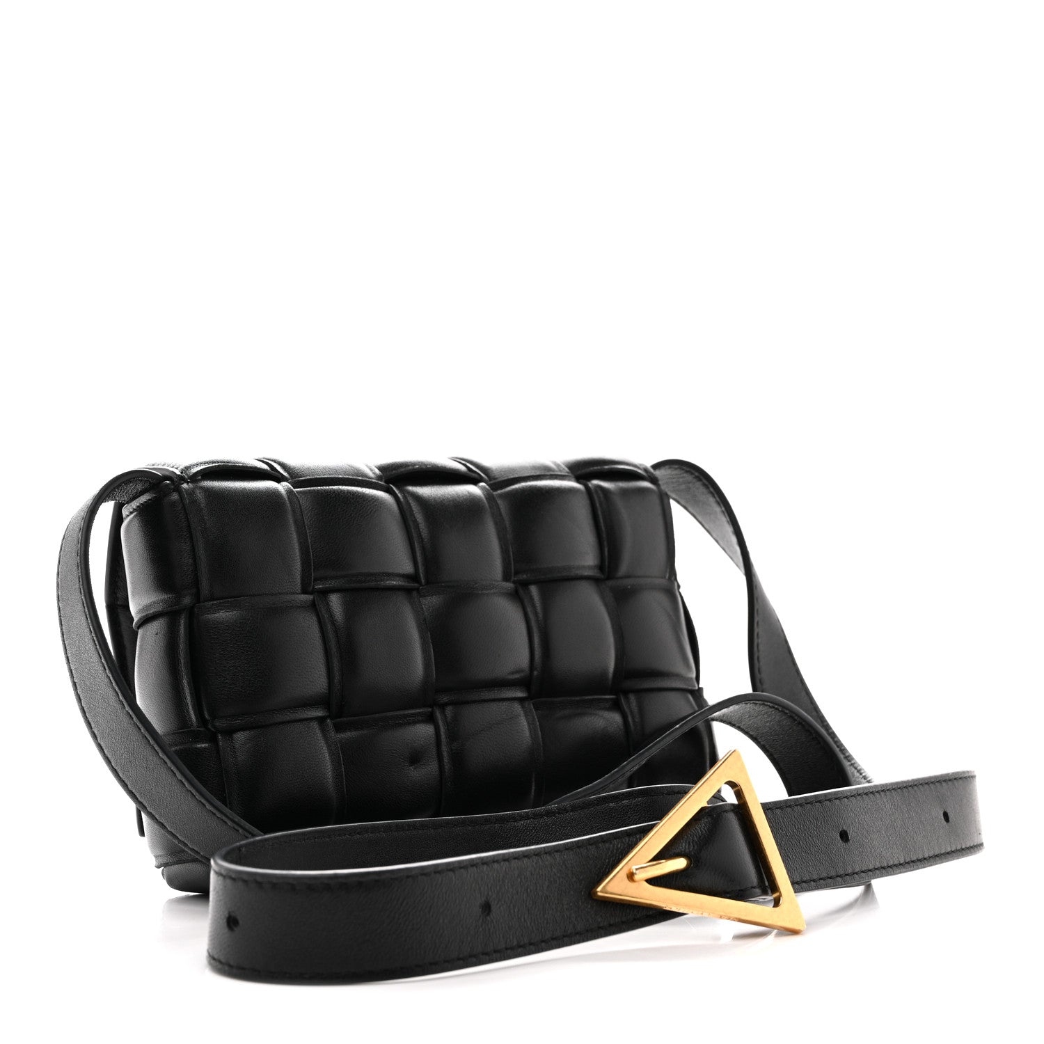 Nappa Maxi Intreccio Small Padded Cassette Crossbody Bag Black
