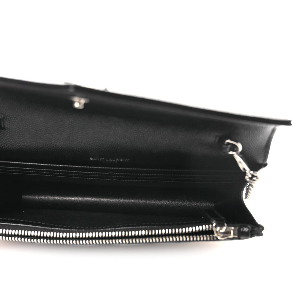 Grain De Poudre Matelasse Chevron Monogram Chain Wallet Black