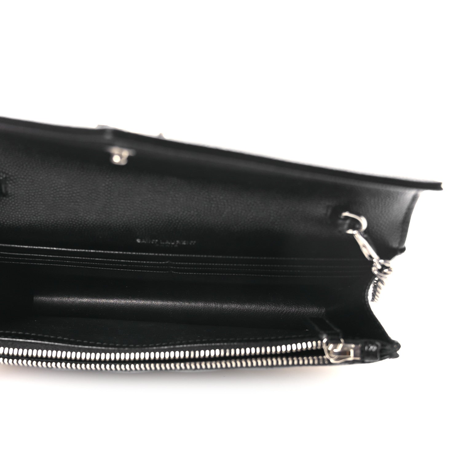 Grain De Poudre Matelasse Chevron Monogram Chain Wallet Black