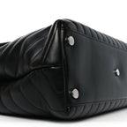 Calfskin Y Quilted Monogram Large Loulou Chain Satchel Black