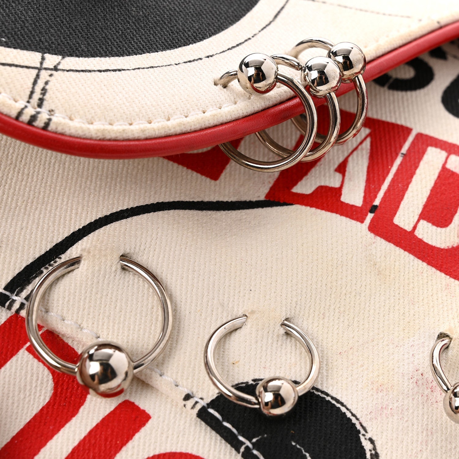 Canvas Hardcore Pierced Saddle Bag White Red Black