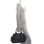 Lambskin Cannage Side Pocket Satchel Black