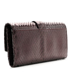Metallic Snakeskin Soft Stirrup Wallet Brown