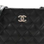 Lambskin Quilted Uniform Crossbody Bag Black