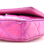 Patent Lambskin Quilted CC Hook Card Holder Pink