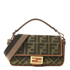 Canvas Vitello King FF Embroidered Baguette Amazzonia Cuoio