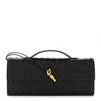 Nappa Intrecciato Long Andiamo Top Handle Clutch Black