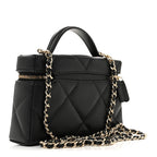 Caviar Quilted Top Handle Slim Vanity With Chain Black