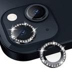 Diamond Camera Lens Protector, Diamond Tempered Glass Camera Cover Screen Protector For Iphone 14 / Iphone 14 Plus  In Black