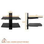 Tempered Glass Double Shelf Single Stud Wall Mount