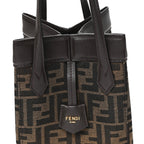 Fabric Jacquard Vitello Grace FF 1974 Mini Fendi Origami Tobacco Moro Ebano