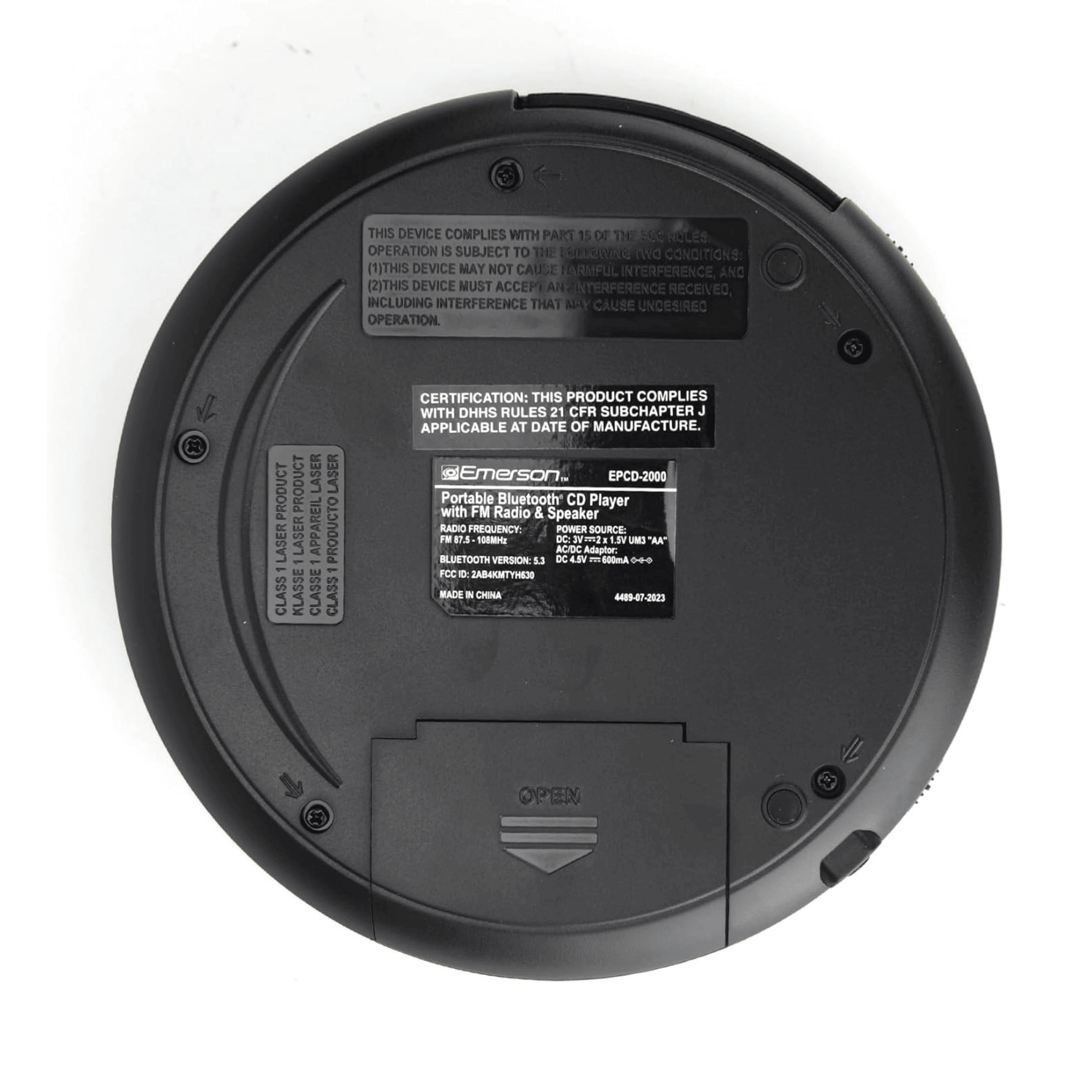 Portable Bluetooth CD Player with FM Radio and Speaker