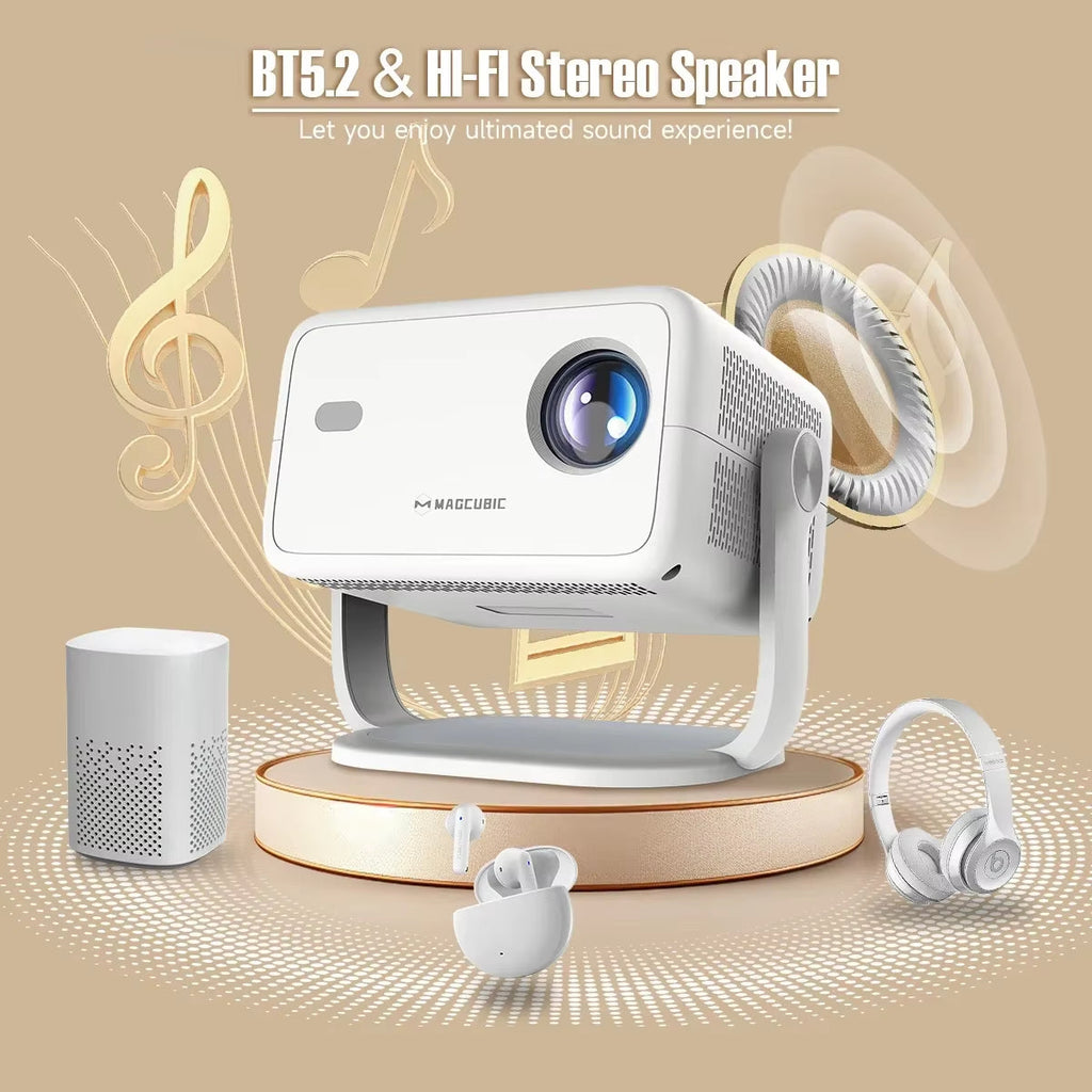 650 ANSI L018 4K Native 1080P Home Cinema Projector with Auto Focus, Keystone Correction, Android 11, WiFi 6, Portable Design for Outdoor Use