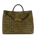 Suede Intrecciato Medium Andiamo Shoulder Bag Mud