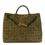 Suede Intrecciato Medium Andiamo Shoulder Bag Mud