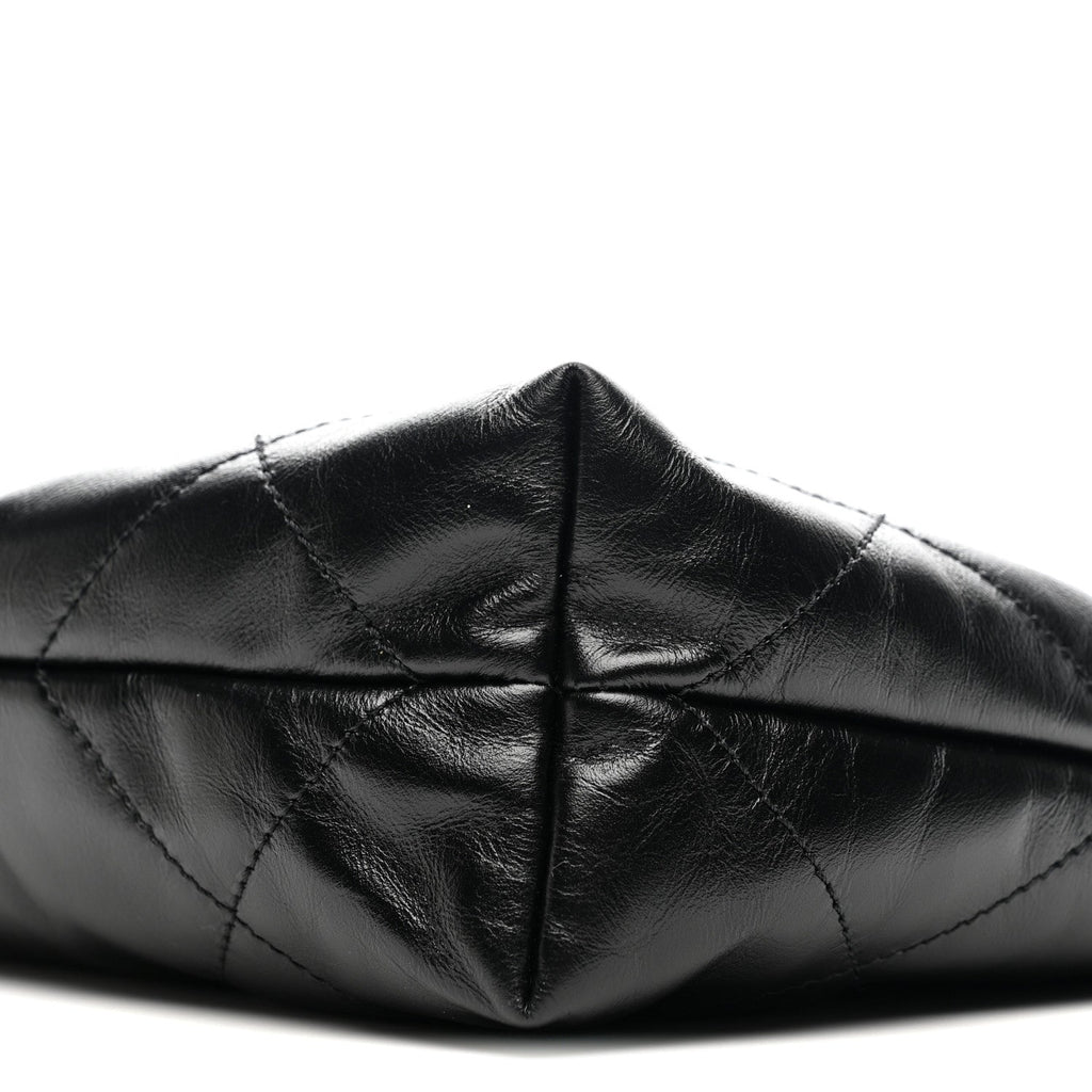 Shiny Calfskin Quilted Small Chanel 22 Black