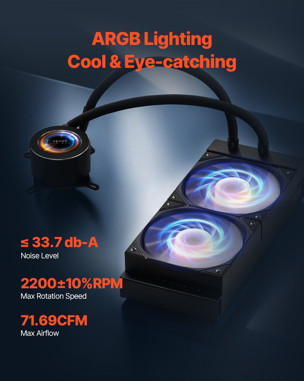 CPU Liquid Cooler AIO CPU Water Cooler with ARGB Light & 120 mm PWN Fans
