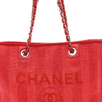 Mixed Fibers Striped Small Deauville Tote Red