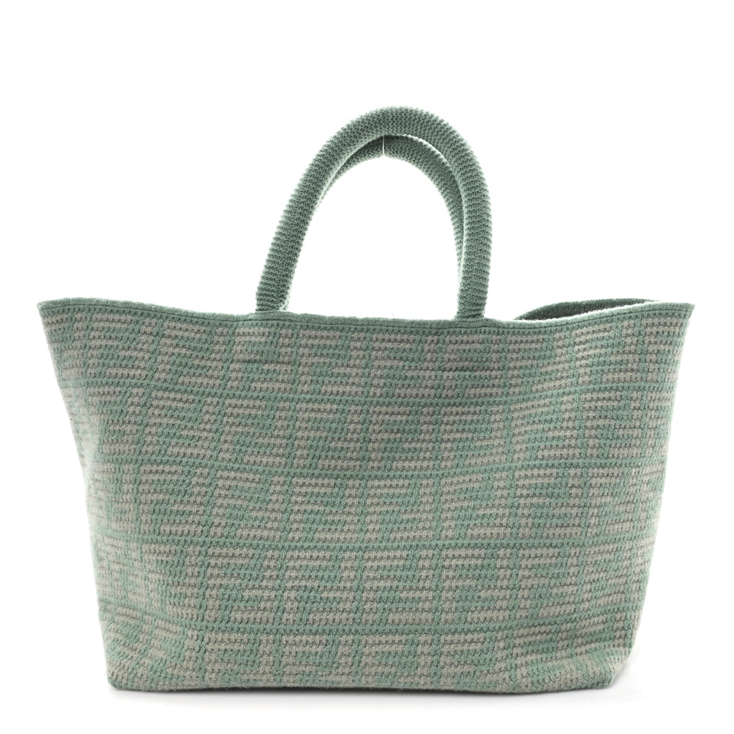 Cashmere Knit FF Large Shopper Tote Verde Islanda