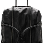 Agneau Silver Hardware Duffle Carry On Travel Bag Black