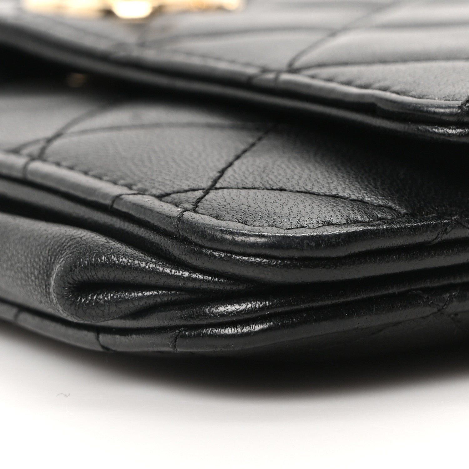 Lambskin Quilted Trendy CC Wallet On Chain WOC Black