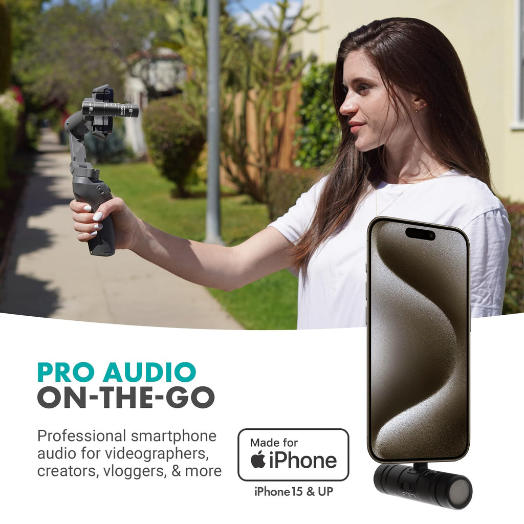 Movo DoubleMic-UC Dual Capsule Mic for iPhone 15 +