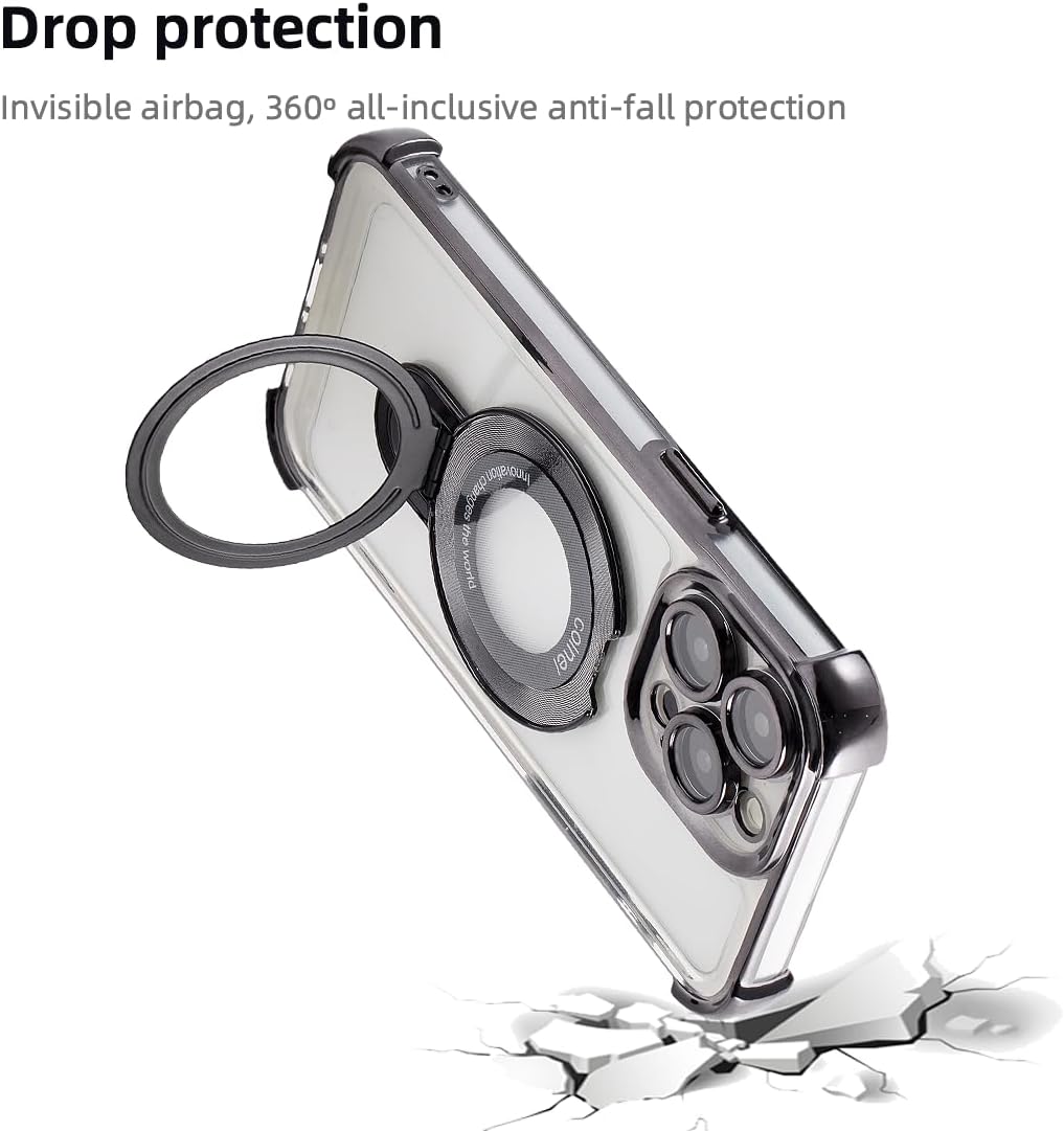 Entronix [Magnetic] Case Compatible with iPhone 16 - [Clear Back] Luxury Glossy Gripstand